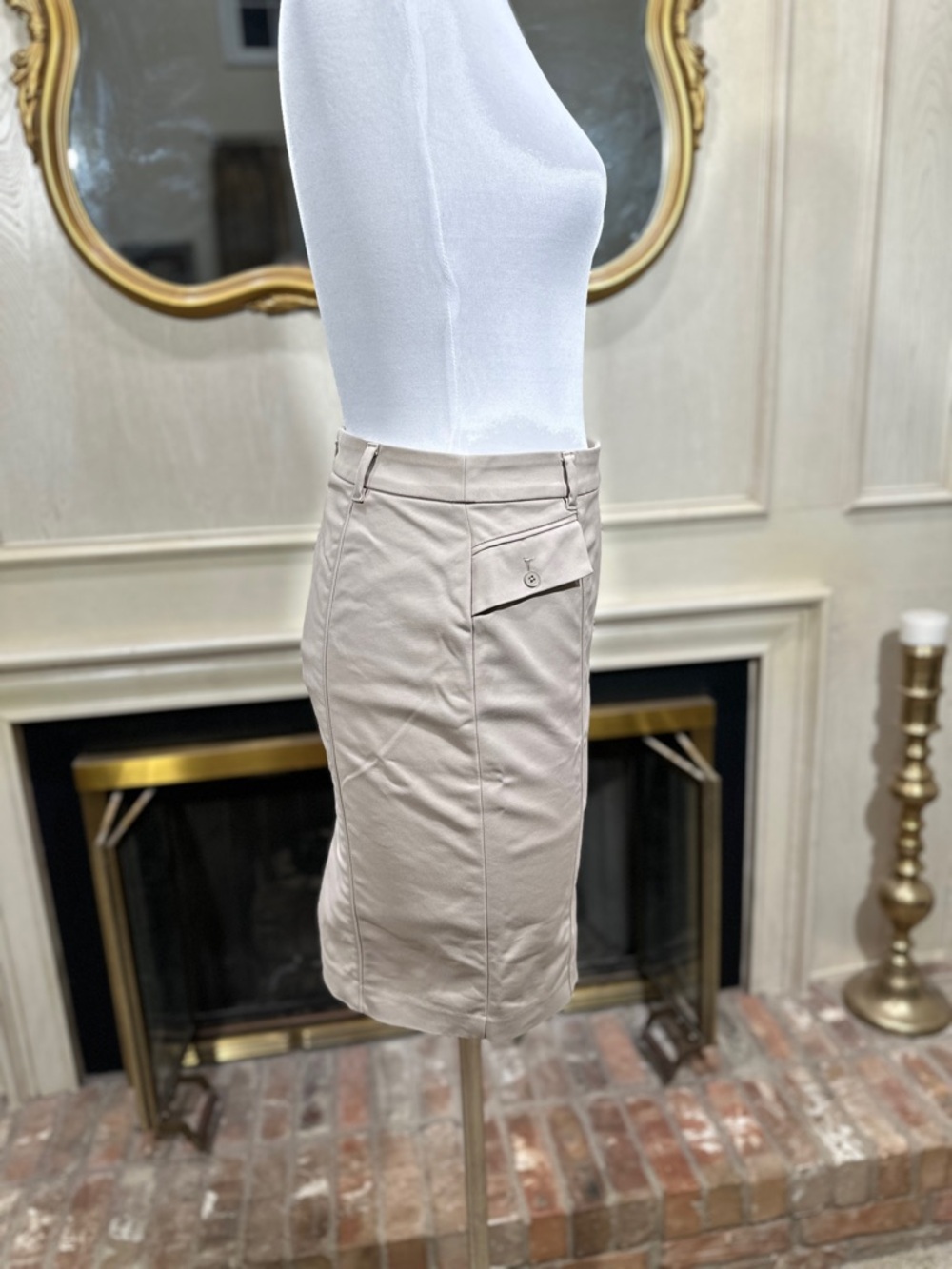 White House Black Market Skirt Size 6 Tan‎ Quiet Luxury Minimalist - Picture 6 of 9